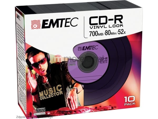 EMTEC Vinyl Look - 10 x CD-R - 700 MB (80 min) 52x - sininen, keltainen, violetti, vihreä, vaaleanpunainen - ohut CD-kotelo