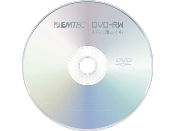 EMTEC - 10 x DVD-RW - 4,7 GB (120min) 1x - 4x - hopea - kara - kela