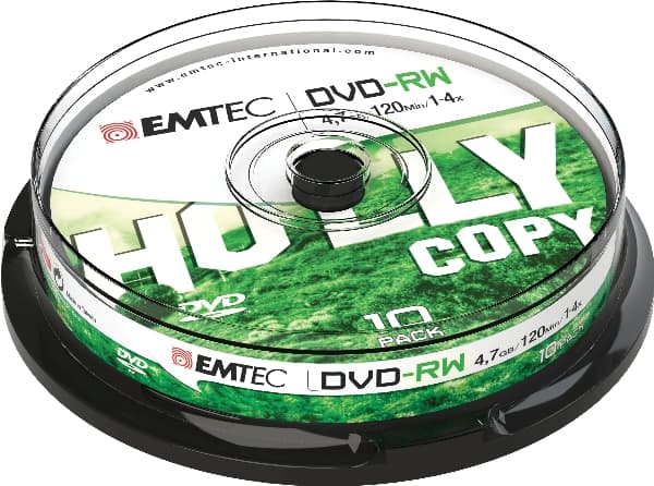 EMTEC - 10 x DVD-RW - 4,7 GB (120min) 1x - 4x - hopea - kara - kela