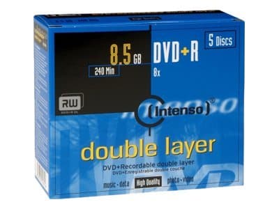 Intenso - 5 x DVD+R DL - 8,5 GB 8x - cd-boks