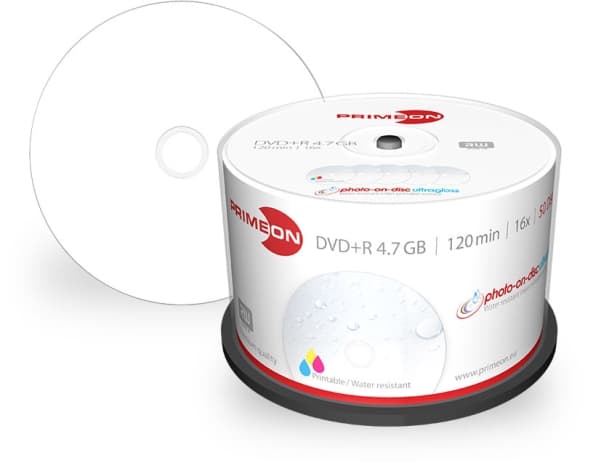 Primeon photo-on-disc ultragloss - 50 x DVD-R - 4.7 GB (120 min) 16x (DVD) - fotoskrivbar overflate - spindel