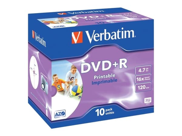 Verbatim DataLifePlus - 10 x DVD+R - 4.7 GB 16x - blekkstråleskrivbar overflate - CD-eske
