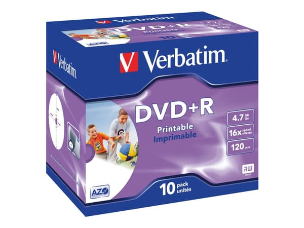 Verbatim DataLifePlus - 10 x DVD+R - 4.7 GB 16x - blekkstråleskrivbar overflate - CD-eske