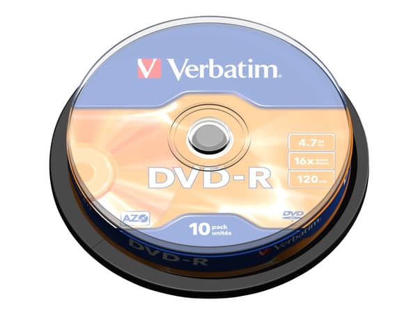 Verbatim - 10 x DVD-R - 4.7 GB 16x - matt silver - spindel