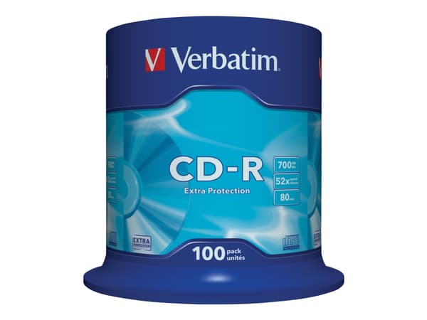 Verbatim CD-R Extra Protection, 52x, CD-R, 120 mm, 700 MB, Kakkulaatikko, 100 kpl