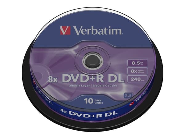 Verbatim VB-DPD55S1, DVD+R DL, 120 mm, Akseli, 10 kpl, 8,5 GB