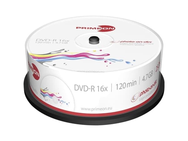Primeon 2761205, DVD-R, Utskrivbara, Kakbox, 25 styck, 4,7 GB