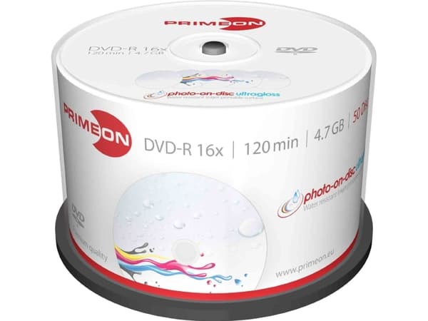 Primeon photo-on-disc - 50 x DVD-R - 4.7 GB (120 min) 16x (DVD) - blekkstråleskrivbar overflate - spindel