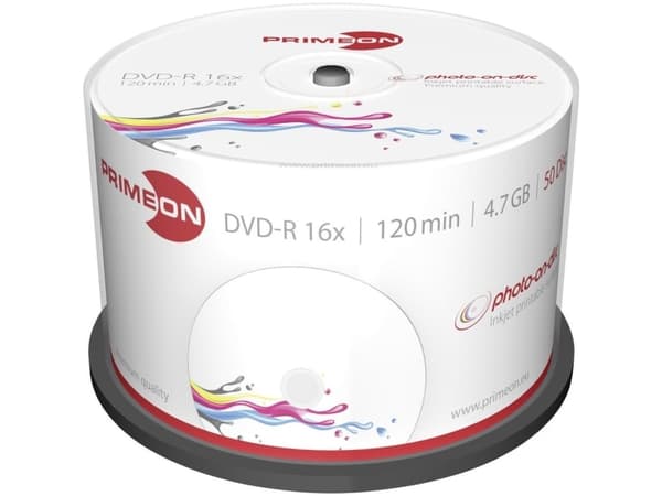 Primeon photo-on-disc - 50 x DVD-R - 4.7 GB (120 min) 16x (DVD) - blekkstråleskrivbar overflate - spindel