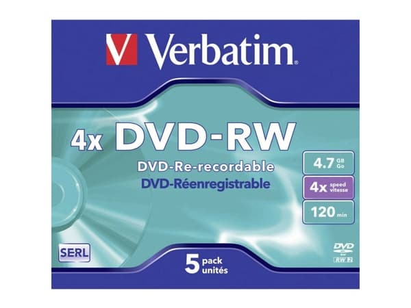 Verbatim DataLifePlus - 5 x DVD-RW - 4,7 GB 4x - cd-levyt