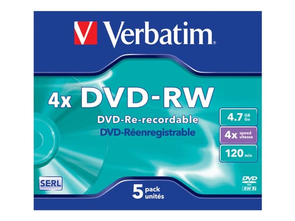 Verbatim DataLifePlus - 5 x DVD-RW - 4,7 GB 4x - cd-levyt