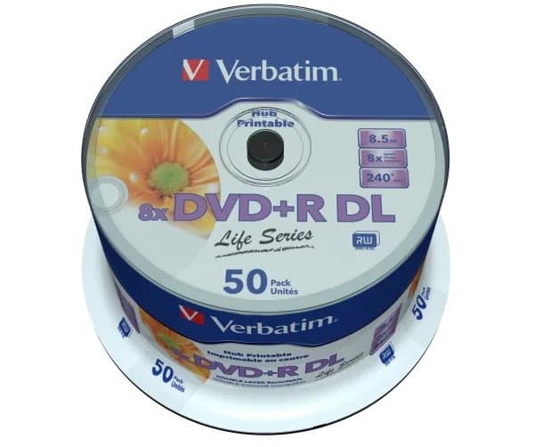 Verbatim Life Series - 50 x DVD+R DL - 8.5 GB (240 min) 8x - utskrivbar yta - spindel