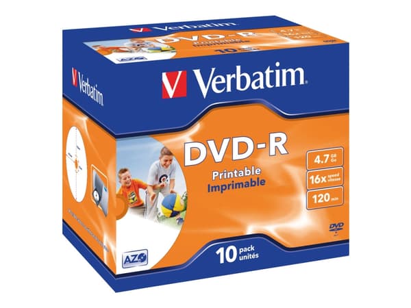 Verbatim - 10 x DVD-R - 4.7 GB 16x - bred fotoskrivbar overflate - CD-eske