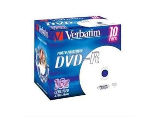 Verbatim - 10 x DVD-R - 4.7 GB 16x - bred fotoskrivbar overflate - CD-eske