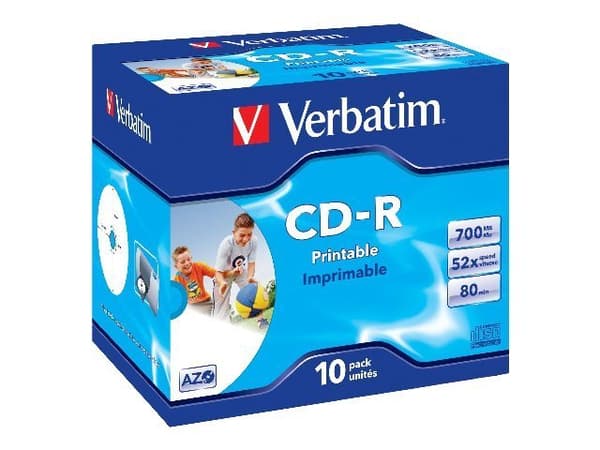 Verbatim - 10 x CD-R - 700 MB (80 min) 52x - blekkstråleskrivbar overflate, bred skrivbar overflate - CD-eske
