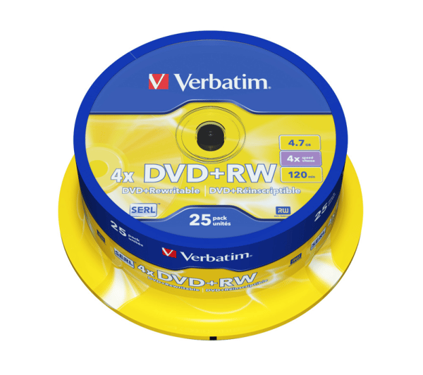 Verbatim - 25 x DVD+RW - 4.7 GB 4x - matt silver - spindel