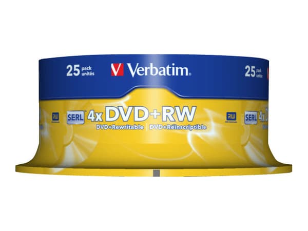 Verbatim - 25 x DVD+RW - 4.7 GB 4x - matt silver - spindel