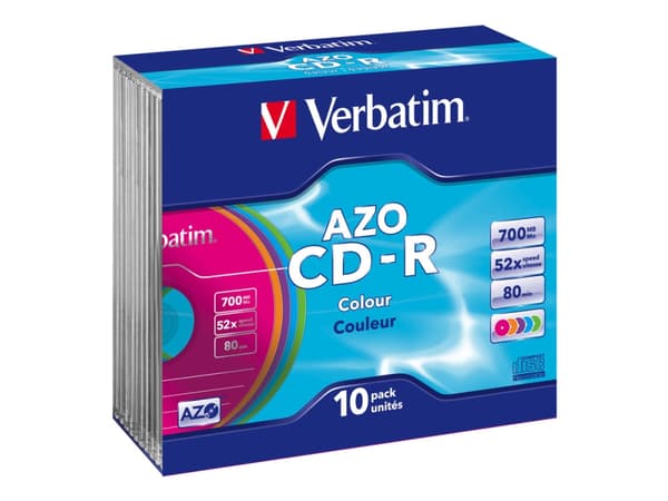 Verbatim AZO Colours - 10 x CD-R - 700 MB (80 min) 52x - blå, magenta, grønn, oransje, fiolett - smalt cover
