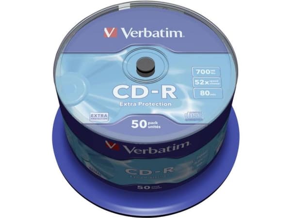 Verbatim CD-R Extra Protection, 52x, CD-R, 700 MB, Akseli, 50 kpl