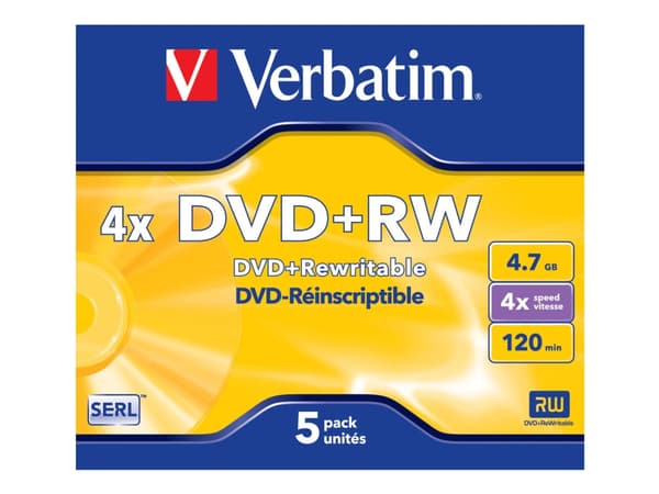 Verbatim DataLifePlus - 5 x DVD+RW - 4.7 GB 4x - CD-fodral