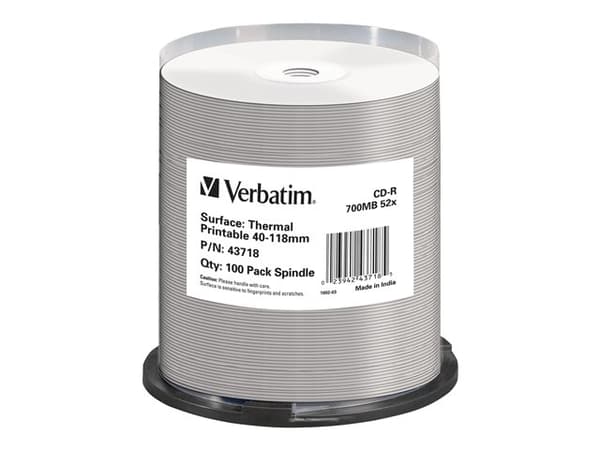 Verbatim - 100 x CD-R - 700 MB 52x - bred utskrivbar yta, återskrivbar yta - spindel
