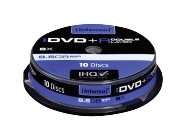 Intenso 1x10 DVD+R 8.5GB 8x Double Layer printable, DVD+R DL, 120 mm, Tulostettava, Kakkulaatikko, 10 kpl, 8,5 GB