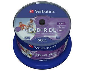 Verbatim - 50 x DVD+R DL - 8.5 GB 8x - blekkstråleskrivbar overflate - spindel