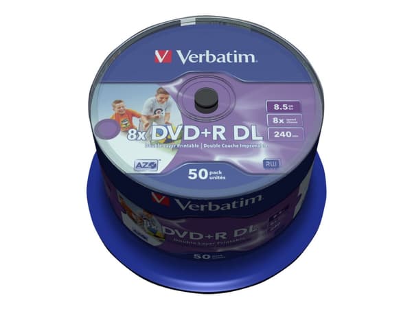 Verbatim - 50 x DVD+R DL - 8.5 GB 8x - blekkstråleskrivbar overflate - spindel
