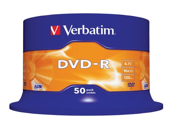 Verbatim - 50 x DVD-R - 4.7 GB 16x - matt sølv - spindel