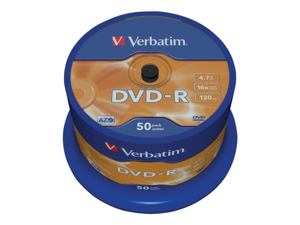 Verbatim - 50 x DVD-R - 4.7 GB 16x - matt sølv - spindel