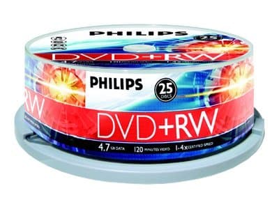 Philips DW4S4B25F - 25 x DVD+RW - 4.7 GB (120 min) 1x - 4x - spindel