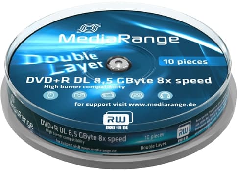 MediaRange - 10 x DVD+R DL - 8,5 GB (240min) 8x - spindel