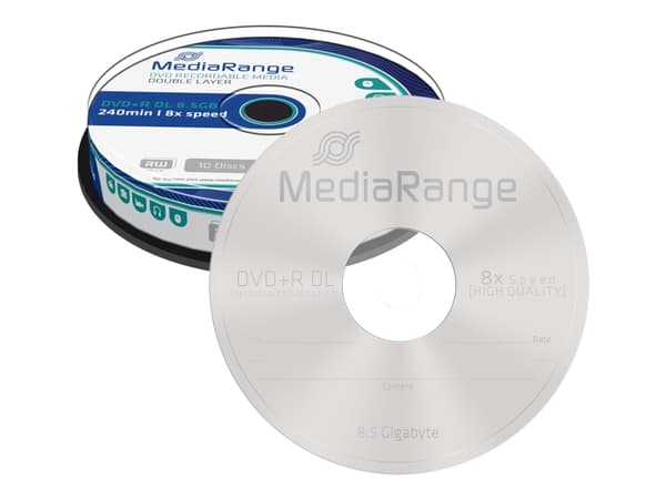 MediaRange - 10 x DVD+R DL - 8,5 GB (240min) 8x - spindel