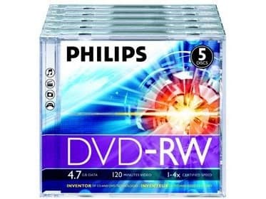 Philips DN4S4J05F - 5 x DVD-RW - 4.7 GB (120 min) 1x - 4x - CD-eske