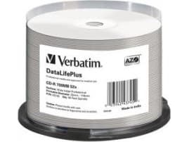Verbatim DataLifePlus - 50 x CD-R - 700 MB 52x - vit - yta utskrivbar med bläckstråleskrivare, bred utskrivbar yta - spindel