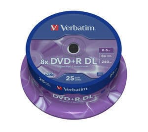 Verbatim DVD+R Double Layer 8x Matt Silver 25pk Spindle, DVD+R DL, 120 mm, Akseli, 25 kpl, 8,5 GB