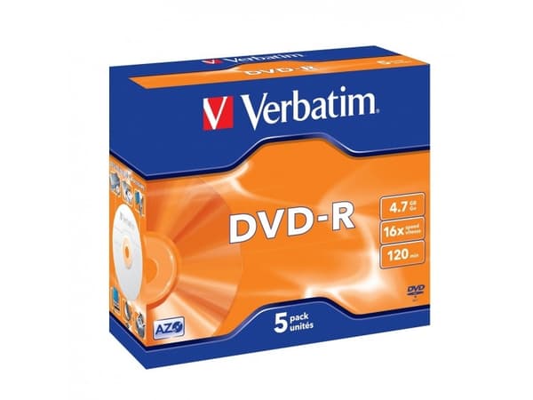 Verbatim - 5 x DVD-R - 4.7 GB 16x - matt sølv - CD-eske