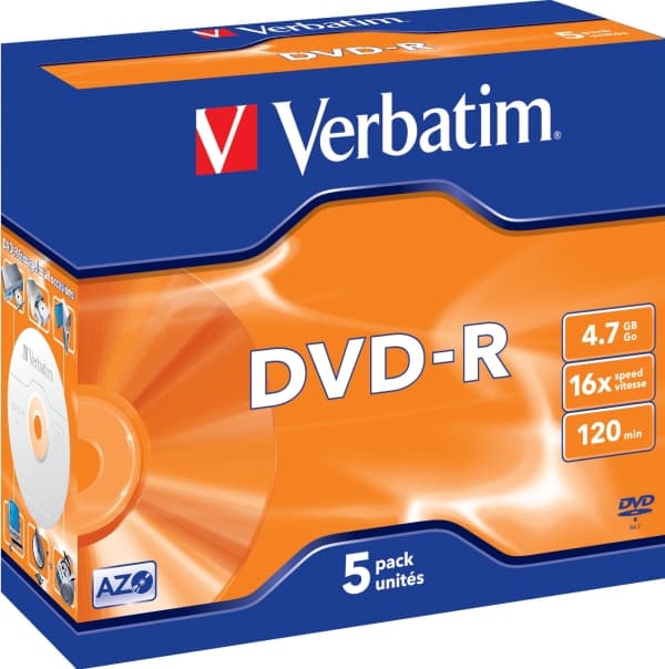 Verbatim - 5 x DVD-R - 4.7 GB 16x - matt sølv - CD-eske
