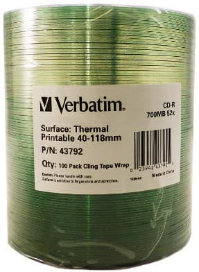 Verbatim 43792, 52x, CD-R, 120 mm, 700 MB, Kuristepussissa, 100 kpl