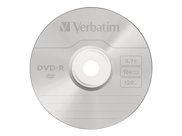 Verbatim - 100 x DVD-R - 4.7 GB 16x - matt sølv - spindel