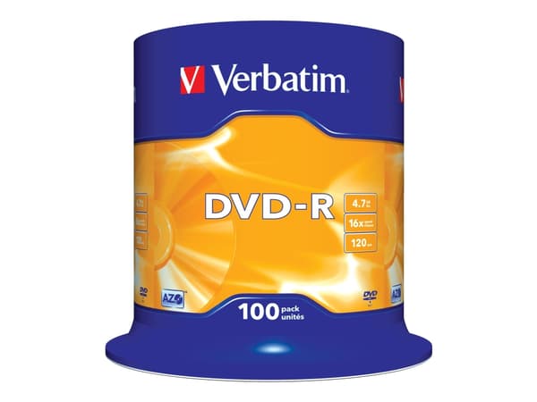 Verbatim - 100 x DVD-R - 4.7 GB 16x - matt sølv - spindel