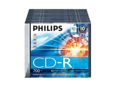 Philips - 10 x CD-R - 700 MB (80min) 52x - tunt CD-fodral