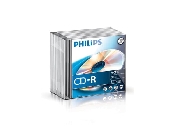 Philips - 10 x CD-R - 700 MB (80min) 52x - tunt CD-fodral
