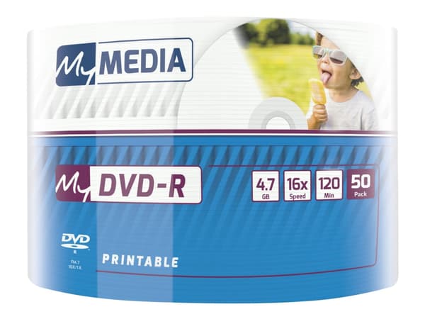 MyMedia - 50 x DVD-R - 4.7 GB (120 min) 16x - hvit - bred skrivbar overflate - murstein