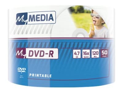MyMedia - 50 x DVD-R - 4.7 GB (120 min) 16x - hvit - bred skrivbar overflate - murstein