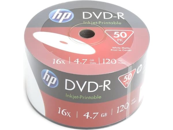 HP DME00070WIP, DVD+R, 120 mm, Kakeboks, 50 stykker, 4,7 GB