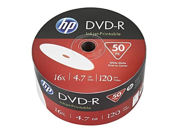 HP DME00070WIP, DVD+R, 120 mm, Kakeboks, 50 stykker, 4,7 GB