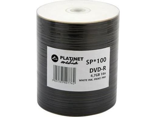 Platinet DVD-R (100 pack), DVD-R, 120 mm, Utskrivbara, Krympfilmsförpackad, 100 styck, 4,7 GB