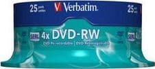 Verbatim Verbatim Dvd-rw 4x 4.7gb 25p Cb Matt Silver 43639