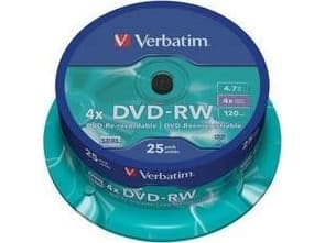 Verbatim Verbatim Dvd-rw 4x 4.7gb 25p Cb Matt Silver 43639